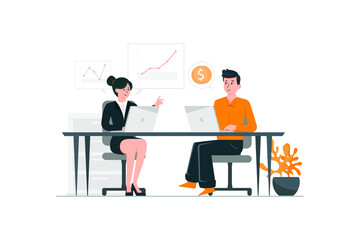 Teamwork concept. Female executive putting her ideas during presentation in meeting room.