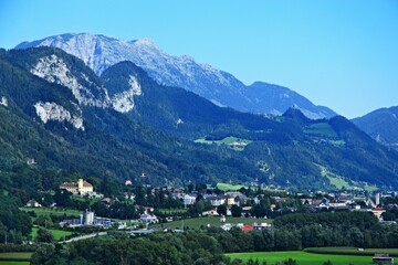 Fototapeta na wymiar Austrian Alps-outlook on the Stainach castle