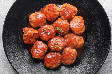 meatballs tomato sauce meat second course healthy diet meal top view copy space for text food background rustic image
