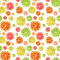 Fototapeta premium Colorful summer citrus seamless pattern