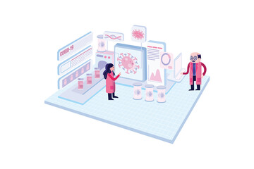 Corona Virus Research Team Vector Illustration concept. Flat illustration isolated on white background.