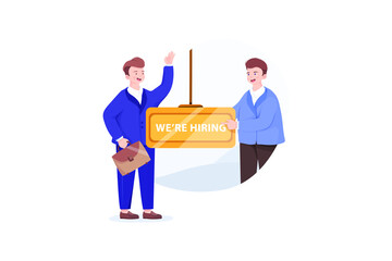 We are Hiring Concept Banner with Business People. 