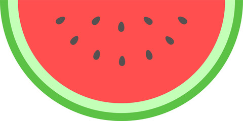 スイカ　半円　赤