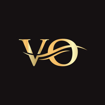 VO logo Design. Premium Letter VO Logo Design with water wave concept.