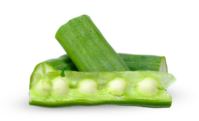 Cut green moringa isolated on white. moringa clipping path