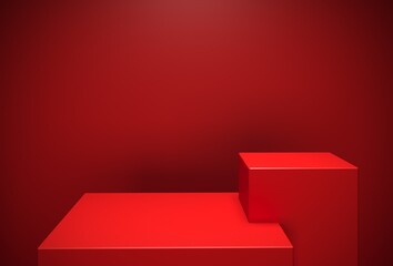 two red display in a red background