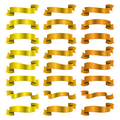 Set of vector illustration ribbons, paper. Shiny sign, label icon isolated on white.