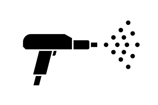 Powder coating gun glyph icon. Clipart image isolated on white background