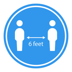 6 feet apart distance sign. Clipart image