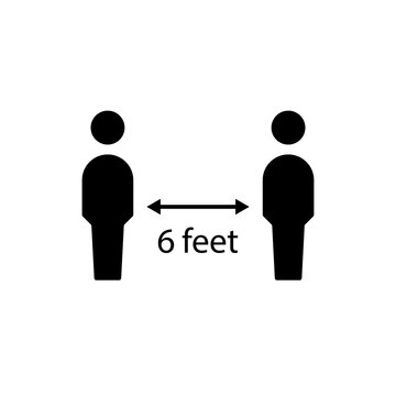 6 feet apart distance icon. Clipart image isolated on white background