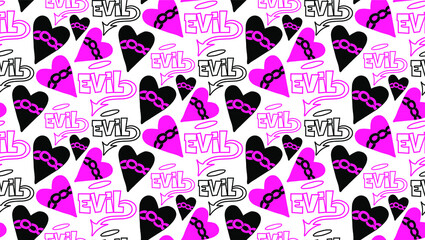 Black heart fire vector illustratioin seamless pattern 