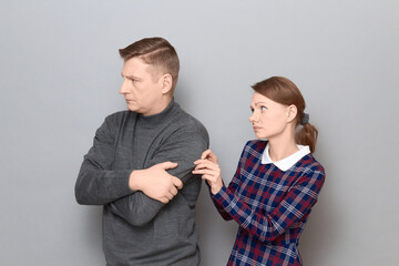 Portrait of couple after quarrel, relationship concept