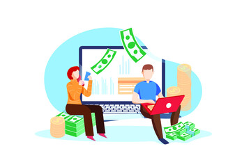 Online Banking Vector Illustration concept. Flat illustration isolated on white background.