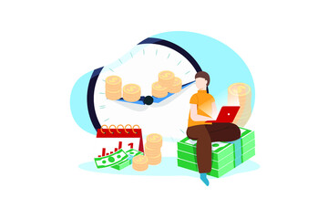 Times is money Vector Illustration concept. Flat illustration isolated on white background.