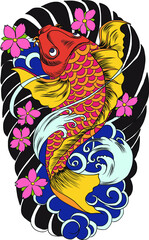 Naklejka premium hand drawn and doodle art water monitor, japanese tattoo style