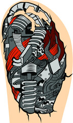 hand drawn and doodle art water monitor,  japanese tattoo style