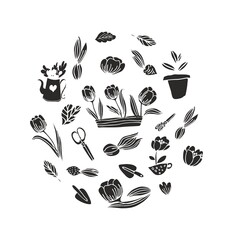 Gardening seamless vector pattern or textile prints, cards, design. Flat style vector. Gardening seamless background.