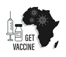 Isolated Africa continent map icon with a syringe