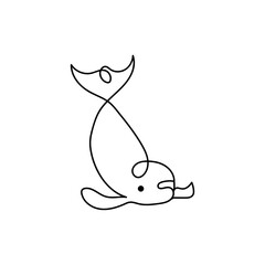 Dolphin line continuous outline vector logo