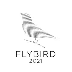 Line drawing bird element for logos or decorative elements. Vector illustration of animal shape in trendy line style.