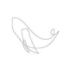 Whale line continuous outline vector logo