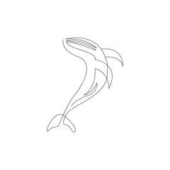 Whale line continuous outline vector logo