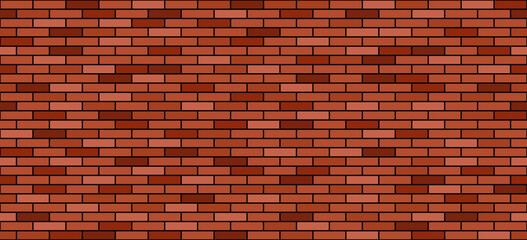 Brick wall background. Red and brown brick stones texture, building or house constructionl. Seamless pattern. Vector illustration