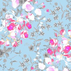 Vector illustration of a beautiful floral bouquet. Liberty style. fabric, covers, manufacturing, wallpapers, print, gift wrap.