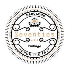 Fabulous seventies vintage graphic says honor the past in a retro badge style illustration.  Great for 1970s era topics.