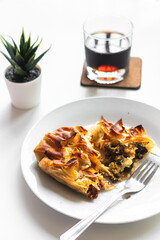 Pie with broccoli and mushrooms and cheese