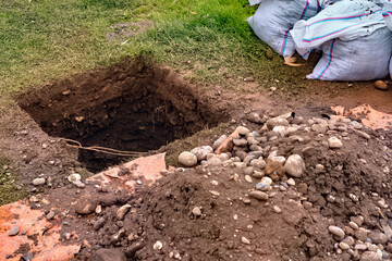 Dug pits in the park for pillars