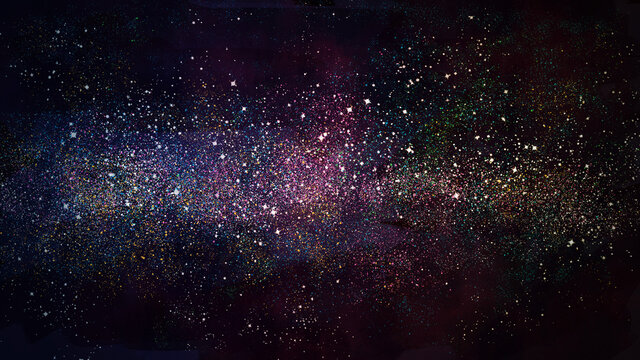 天の川銀河。夜空と星	