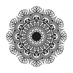 Flower Mandala. Vintage decorative elements. Oriental pattern, vector illustration. Islam, Arabic, Indian, Moroccan, Spain, Turkish, Pakistan, Chinese, mystic, ottoman motifs. Coloring book page