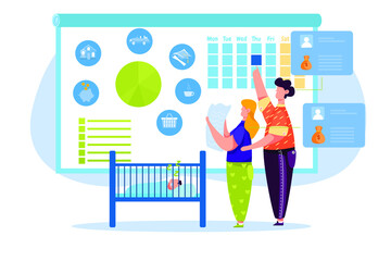 Family Budget Planning Vector Illustration concept. Flat illustration isolated on white background.