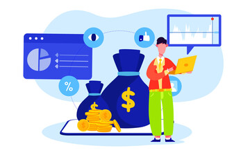 Make Money Online (MMO) Vector Illustration concept. Flat illustration isolated on white background.