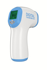 digital non-contact infrared thermometer on white background. Isolated 3D illustration
