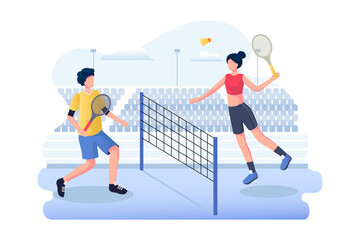 Badminton - Sport Vector Illustration concept. Flat illustration isolated on white background.