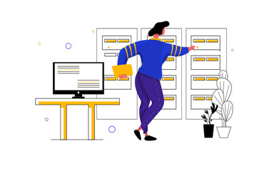 Computer Hardware Engineer - Product Team Illustration concept. Flat illustration isolated on white background.