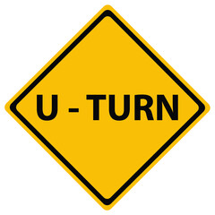 U-turn road sign isolated on white
