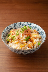あさりとミョウガの炊き込みご飯
