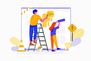 Page Under Construction Illustration concept. Flat illustration isolated on white background.