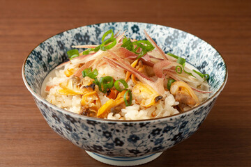 あさりとミョウガの炊き込みご飯