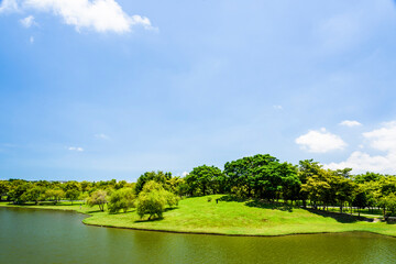 Beautiful Tainan Metropolitan Park in Taiwan. is a free open outdoor public space.