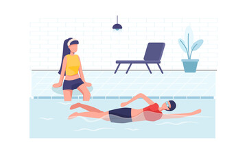 Swimming - Sport Illustration concept. Flat illustration isolated on white background.