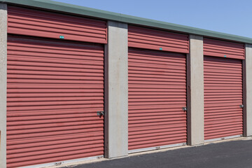 Fototapeta na wymiar Self storage and mini storage garage units.