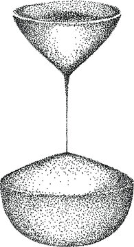 icon of hourglass vector and isolate. Time of sand graphic design.dot artwork of hourglass