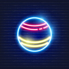 Baby ball neon icon. Glowing Vector illustration of child signs for design. Children concept.