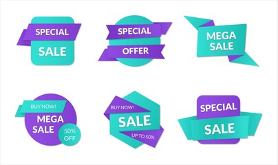 Collection of Sale banners. Shopping discount tags. Set of labels. Vector illustration