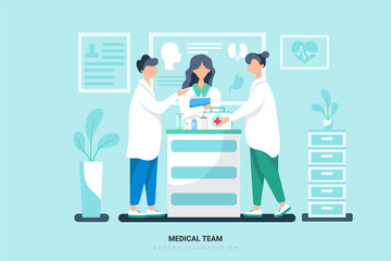 Naklejka na ściany i meble Medical Team - Medical Illustration Concept