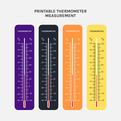 printable of thermometer use for measurement of air temperature, body and other measurement purposes
